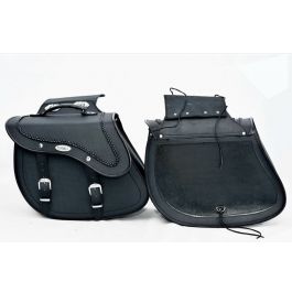 MOTOR BIKE MOTORCYCLE LEATHER SADDLE BAG UNIVERSAL FIT NEW