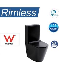RIMLESS TOILET SUITE MATT BLACK HYGIENE FLUSH P OR S TRAP RIMLESS FLUSHING BLACK NEW