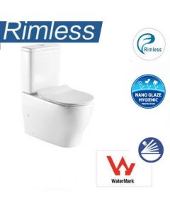 HYGIENE RIMLESS BACK TO WALL BACK INLET TOILET SUITE WITH SOFT CLOSE