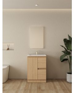 PALM Freestanding Oak Vanity Bathroom Ceramic basin 600mm