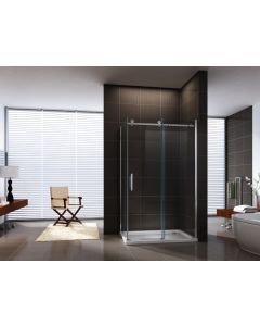 AQUAGLASS 900 X 1000 X 2000MM FRAMELESS SLIDING DOOR SHOWER ENCLOSURE