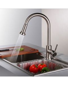 KITCHEN FAUCETS SINK MIXER TAPS PULL OUT SPRAYER SINGLE LEVEL SWIVEL