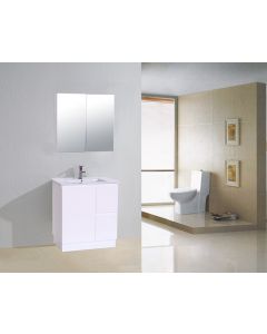 VANITY 750MM HIGH GLOSS WHITE VANITY UNIT WITH CERAMIC BASIN