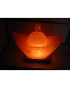 BOAT SHAPED Himalayan SALT LAMP Rock Crystal Unique Ionizer