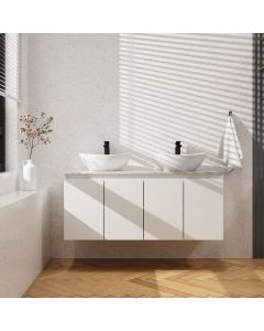 Wall Hung Vanity Unit Double Sink White -Nero 1200mm 