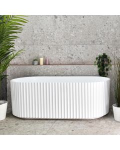 1500mm NEVADA FLUTED FREESTANDING BATHTUB, GLOSS WHITE