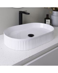 Fluted Ceramic Basin Above Counter