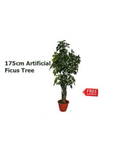 ARTIFICIAL ARTISTIC FAUX TREE, FAKE TREE FICUS BUSH, DARK GREEN, 175CM