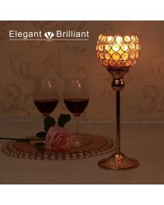 VINCIGANT GOLD CRYSTAL CANDLE HOLDERS PILLARS FOR WEDDING PARTY CENTERPIECES