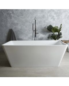 Milano White Modern Square Double-Ended Freestanding Bath - 1500mm