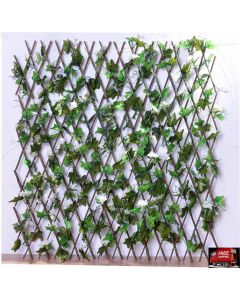 Outdoor Artificial Trellis Azalea Living Walls Green Leaves with Blue Flowers