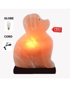 Salt Lamp Romantic DOG Shape Hand Crafted Ionic Air Purify Cord & GLOBE