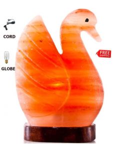 BEAUTIFUL SWAN FULL SET HIMALAYAN SALT CRYSTAL LAMP AIR PURIFY CORD & GLOBE