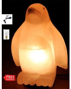 BEAUTIFUL PENGUIN HIMALAYAN SALT CRYSTAL LAMP AIR PURIFY CORD & GLOBE