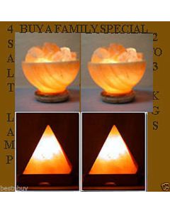 Himalayan SALT LAMP Rock Crystal 4pcs Unique Ionizer