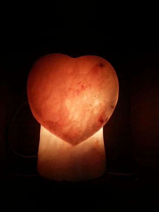 Heart Shaped Hand Carved Himalayan Rock Salt Lamp Ionic Air