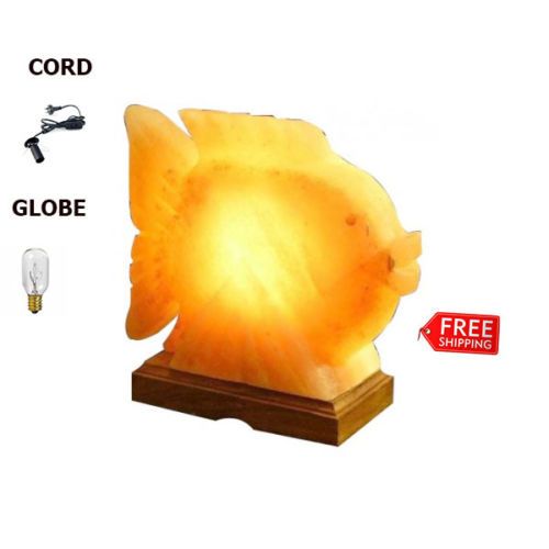 BEAUTIFUL FISH FULL SET HIMALAYAN SALT CRYSTAL LAMP AIR PURIFY CORD GLOBE